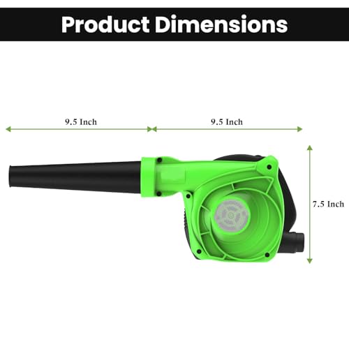Image of Pivalo 700W Electric Leaf Blower Garden Dust Cleaner 16000 RPM Suction 510 GMS Airfoil Dirt Extraction 210km /h Airflow with Unbreakable Body & Glossy Finish for Snow (Green /Black, 1Pc)