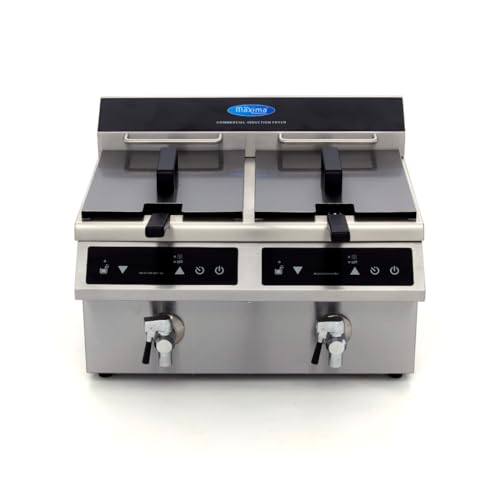 Maxima Gastro Fritteuse - 2 x 8 l - 2 Körbe - mit Ablasshahn - Induktion – Bild 3