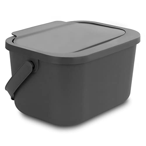 Go Practic Biomülleimer Küche 4,5L Komposteimer, Küchen Mülleimer, Grau mit Deckel, Bio für Obst und Gemüseabfälle, Bioabfallbehälter zur Trennung Click-Funktion, Abfallbehälter zur Mülltrennung