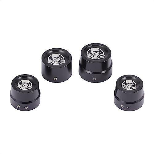 4 Pack Axle Nut Cover Cap Kit for Harley Sportster XL 883 1200 Dyna Softail Fat Boy Touring Street Road Electra Tri Glide - CNC Aluminum Front+ Rear Cover Cap Nut Bolt (Cap Skull Style) - Thumbnail 6
