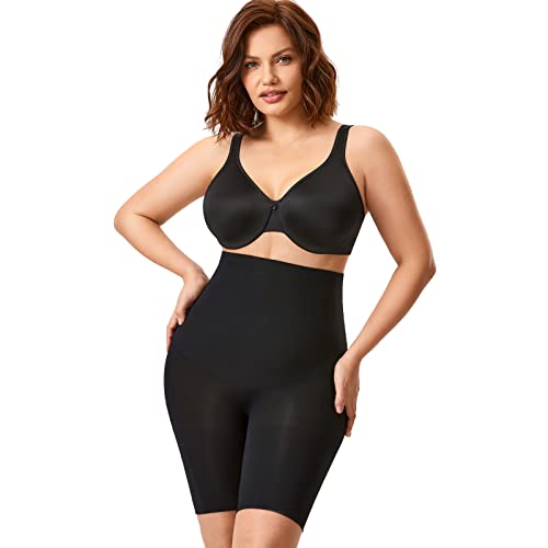 Delimira Women's Shapewear Shorts Tummy Control Plus Size High Waisted Panties High Compression Thigh Slimmer Black 2X #TOP4