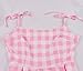 Nihsatin Barbie Pink Swing Dress Tie Shoulder Plaid Printed Knot Waist Dress