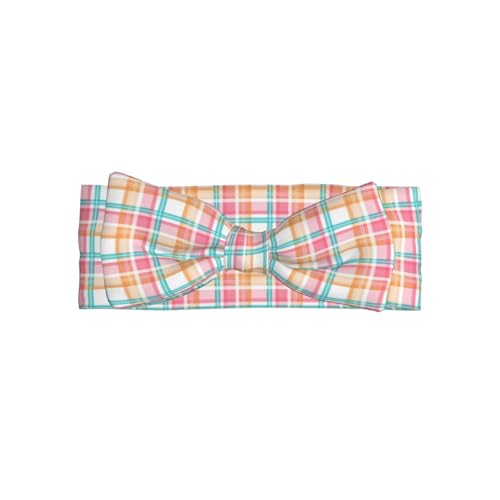 Pink Yellow Plaid Print Baby Girl Bows Headbands Baby Girls Newborn Headbands Infant Toddlers 0-6 Months