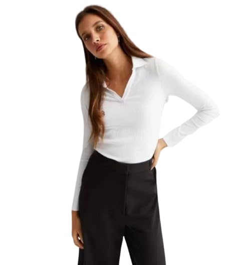 Ribbed Polo Collor Full Sleeves Top for Women-image-12