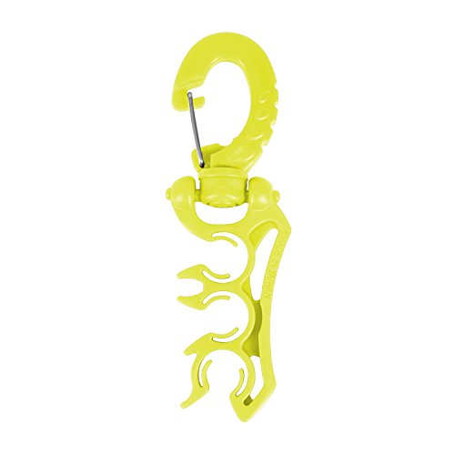 IST BCHH-3 Scuba Hose Holder with Swivel Gate Clip (Neon Yellow)