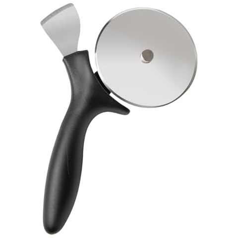 Professional Pizza and Crust Cutter, 2 in 1 Pizza Cutter Wheel and Pizza Crust Knife, 4 Inch Sharp Stainless Steel Blade with Protective Cover for Wheel Cover
