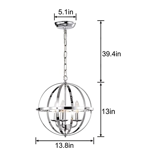 Lalula Chandelier Modern Chandelier Orb Chandelier Lighting Small Globe Chandeliers For Foyer Lighting Sphere Pendant Light Fixtures Chrome Chandelier 3 Light Hanging Light Fixtures For Kitchen #TOP5