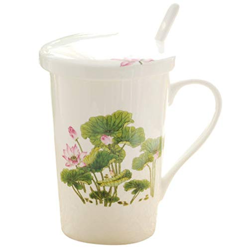 Wind Lotus - Cubierta Para El Hogar, Taza De Porcelana, Hueso, De Porcelana Ósea, Con Patrón De Lotus, Taza De Cerámica Cover