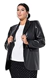 Cuir synthétique Studio Untold Femme Grandes Tailles Blazer, Oversize, Manches Longues, Revers, Imitation Cuir Noir 46+ 799722100-46+