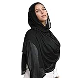 Hotainoys Hijab für Damen, 73 x 33, 5 Zoll, modischer muslimischer Hijab-Schal für Damen, leichte, atmungsaktive Viskose für Frühling und, Schwarz
