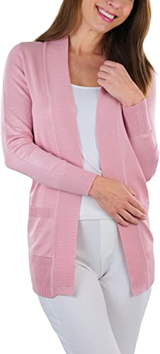 Image of ToBeInStyle Women's Long Sleeve Rib Banded Open Sweater Cardigan
