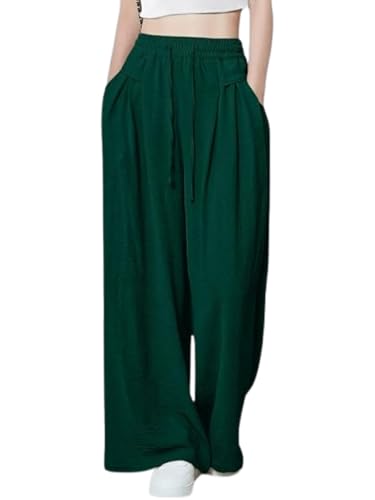 Image of GRECIILOOKS High Waist Polycotton Trousers for Women - Flared Parachute Pants with Side Pockets | Casual Travel Cargo Pants (Available in Plus Size and Value Pack)