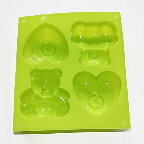 X-Haibei Baby Bear Heart Cake Chocolate Soap Pudding Silicone Mold Pan Kids Gfit #TOP7