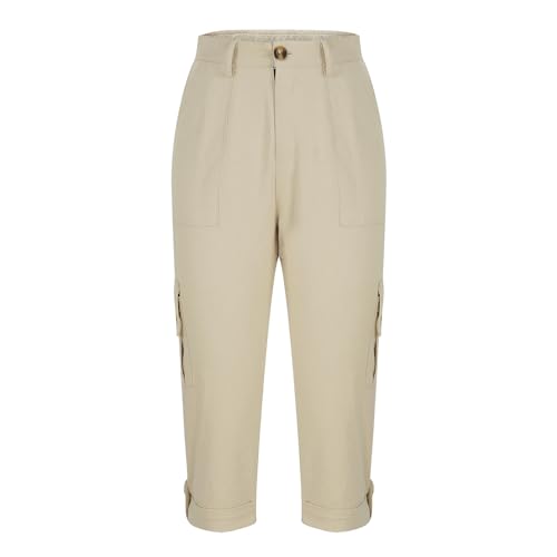 Cargo Capris for Women High Waisted Straight Leg Twill Capri Pants 2025 Summer Casual Cropped Pants with Pockets 5