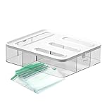 Ziplock Bag Storage Organizer - Clear Baggie Organizer for Kitchen Drawer | Bag Storage Organizer | Food Bag Holders and Dispenser, Compatible with Gallon, Quart, Sandwich & Snack Size Bag