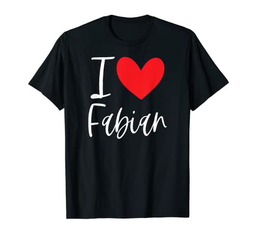 I Love Fabian Nome Personalizzato Ragazza Donna BFF Amico Cuore Maglietta