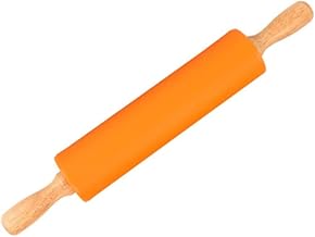 39 * 5cm Rolo de silicone antiaderente Cabo de madeira Pastelaria Massa Rolo de farinha Cozinha Ferramenta de cozimento (Cor: Laranja Tamanho: L:38,5cmx5cm) (Cor: Vermelho, Tamanho: L:38,5cmx5cm) (