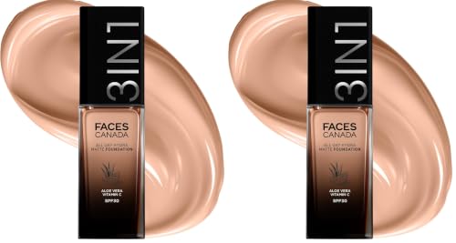 Image of FACES CANADA All Day Hydra Matte Foundation | 3-in-1 Foundation + Moisturizer + SPF 30 | 24 HR Aloe Hydration & Vitamin C | 10HR Long Wear | Medium to High Buildable Coverage | Caramel Natural 023 | 30ml