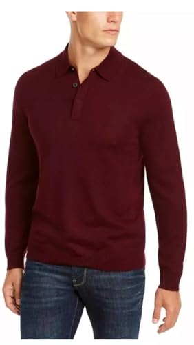 Club Room Mens Merino Wool Blend Polo Pullover Sweater Red M