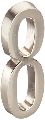 Distinctions Nickel, 8 Hillman 843288 4-Inch Die Cast Self-Adhesive House Address, Brushed, Number