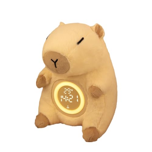 Capybara despertador - Lámpara de mesa digital, lindo despertador de animales | Juguete de felpa de Capybara con exhibición de tiempo, pantalla de temperatura para niños, decoración de dormitorios par