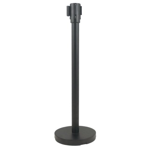 Update International Black Retractable Stanchion w/Pole & Base