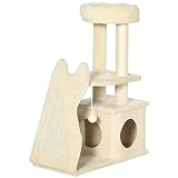 SUAVE Y CÓMODO: Esta torre de gatos está cubierta de felpa suave y cómoda, para que tu gato tenga un espacio propio, cómodo para dormir y relajarse y a la vez entretenerse