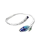 Anillos de Plata de Ley 925 Abiertos for Mujer, Anillo Ajustable con Planta de Brote y Esmalte Degradado de Color Vintage, joyería de Estilo étnico, for reuniones