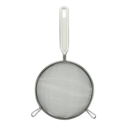 Fackelmann Stainless Steel Sieve, Medium, White Handle Inlay, 16cm Diameter, Silver & White - Image 2