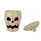 Crazy Bonez Halloween Candy Bowl, Jack O' Lantern 7' Deluxe Resin Skull Pumpkin Decoration with Lid
