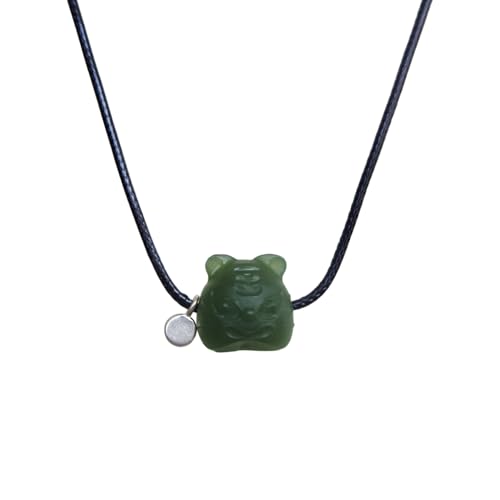 Collier en pendentif jade de Hetian vert profond naturel