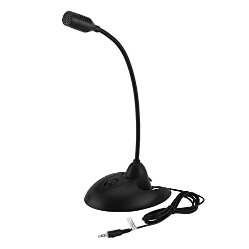 Ausla Microphone à Col de Cygne, Microphone Stéréo Flexible avec Annulation de Bruit de Fond, avec Boîtier en Plastique Robuste, pour Les Réunions de Bureau, Les Conversations en (Black)