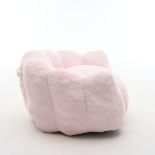 Oversized Pink Flower‑Shaped Bean Bag Chair for Adults, Fluffy Faux Fur Lazy Sofa with Side Pocket, Anti‑Slip Padded Floor Lounge Chair, Cozy Reading Sofa Chair for Bedroom Dorm Living Room - Image 7