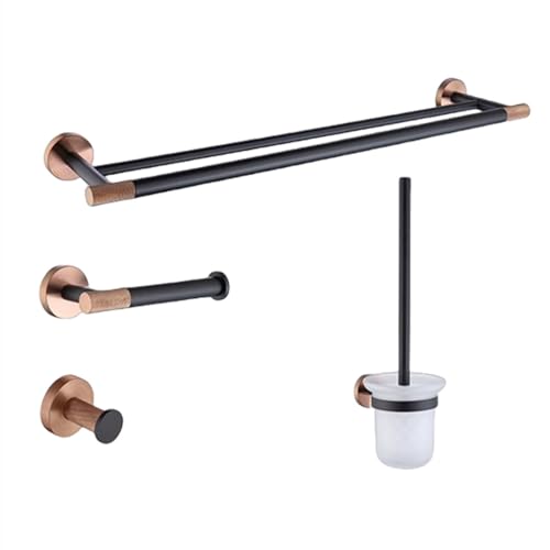 Porte-serviettes mural or rose et noir : kit d'accessoires chic
