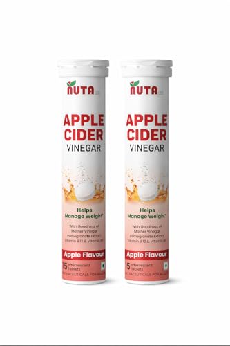 Image of Apple Cider Vinegar Effervescent Tablets for Daily Wellness | Apple Flavour | With Mother Vinegar, Pomegranate Extract, Vitamin B12 & Vitamin B6 | 30 Effervescent Tablets