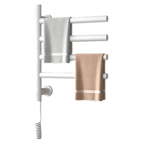 Toallero eléctrico con calefacción, montaje en pared, toallero para baño, calentador de toallas con barras giratorias de 180°, ancho 42 cm, constante 55 °C, 5 barras