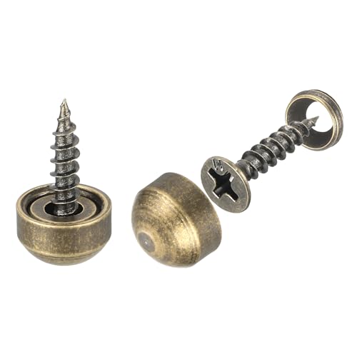 sourcing map 30Pcs Brass Decorative Screws with Caps, 9mm Mirror Screws Cover Self-Tapping Screws for Furniture Fixing, Bronze