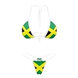 Jekioweii Flag Jamaica Print Women's Bikini Sets Transparent String Cheeky Swimsuit Halter String Bathing Suit Two Piece Micro Thong Bikini Swimwear