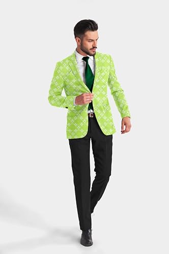 Elina fashion Mens Jacquard Spread Collar Blazer Slim Fit Stylish Suit Jacket for Wedding Party Prom2