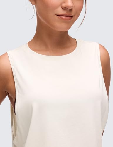 CRZ YOGA Damen Sport Tank Top Ärmelloses Leichte Fitness Crop Top Sommer Yoga Shirt Lässig Oberteile Sporttop Milchig Weiß 36