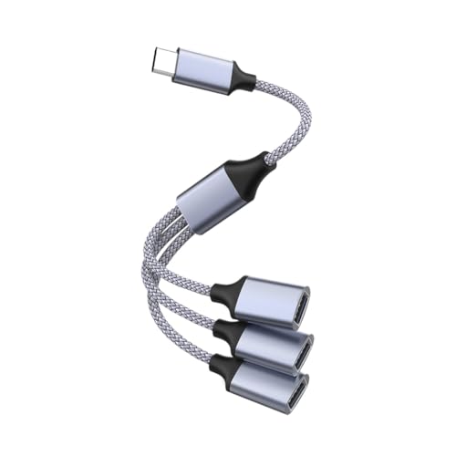 GMBYLBY 1 enchufe macho a 3 enchufes hembra tipo C USB 2.0 OTG, cable divisor de línea de extensión de datos, cable de carga de alimentación