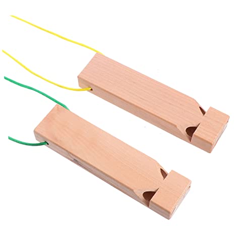 VANZACK 2pcs Wooden Whistle Fun Musical Instruments for Birthdays Christmas and Promotes Hearing and Musical Interest Random Color