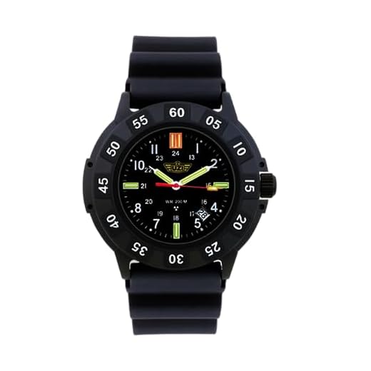 Uzi Swiss Tritium Military Watch for Men - Black Dial, Rubber Band, Scratch-Resistant, 20ATM Water Resistant, Swiss Quartz, Protector Rubber, 43mm, Father's Day Gift