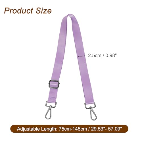 Image of uxcell Wide Shoulder Strap, 2.5cm Adjustable Purse Strap Replacement Crossbody Strap for Shoulder Bag Handbag, Light Purple, Black Pull Core Buckle