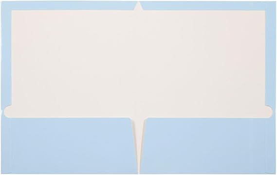 JAM PAPER Laminated Two Pocket Glossy Folders - Baby Blue - 3/Pack