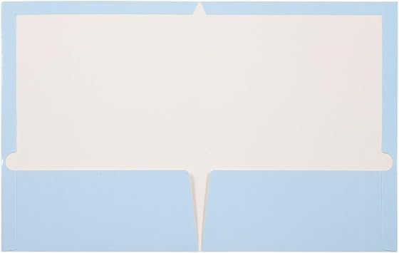 JAM PAPER Laminated Two Pocket Glossy Folders - Baby Blue - 3/Pack