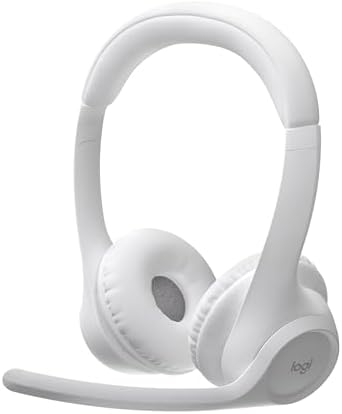 Logitech Zone 300 Wireless Bluetooth Headset with Noise-Canceling Microphone, Compatible with Windows, Mac, Chrome, Linux, iOS, iPadOS, Android – Off-White