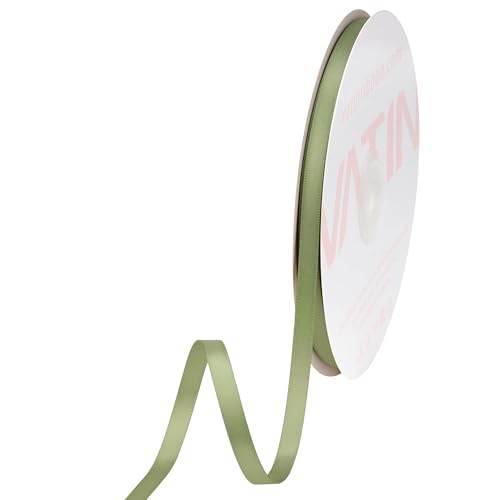 VATIN Double Face Dusty Sage Green Satin Ribbon 1/4" Continuous 50 Yards,Sage Green Polyester Fabric Ribbon use for Bows Bouquet, Gift Wrapping, Floral Arrangement Wedding Decoration