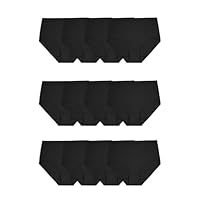 Fruit of the Loom Women's Eversoft Cotton Underwear Multipacks, Tag Free & Breathable, Available in Plus Size, Brief-Black, 9