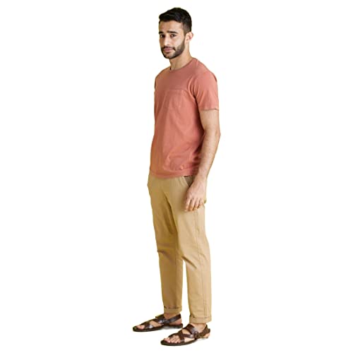 Image of Celio Solid Khaki Cotton Chinos